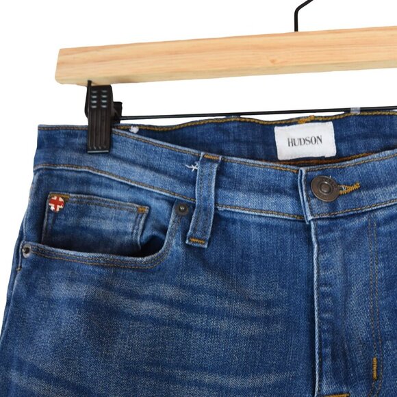 HUDSON Krista Super Skinny Jeans 29 Blue Mid Rise Distressed Wash Stretch Denim - Picture 5 of 10